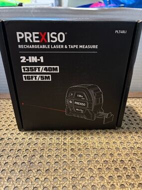 PREXISO Rechargeable Laser & Tape Measure - Black NEW WITH BOX